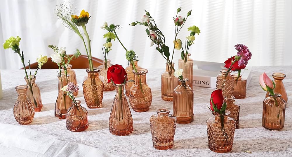 花瓶・フラワースタンド Vintage Flower vase-brown Vases for Flowers, Set of 20 Vintage Vases for Home Decor